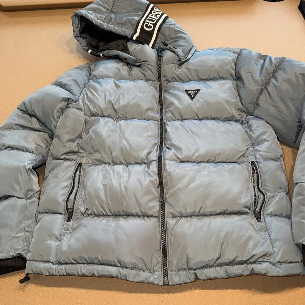 Guess Mens Midweight puffer jacket men gray Size L